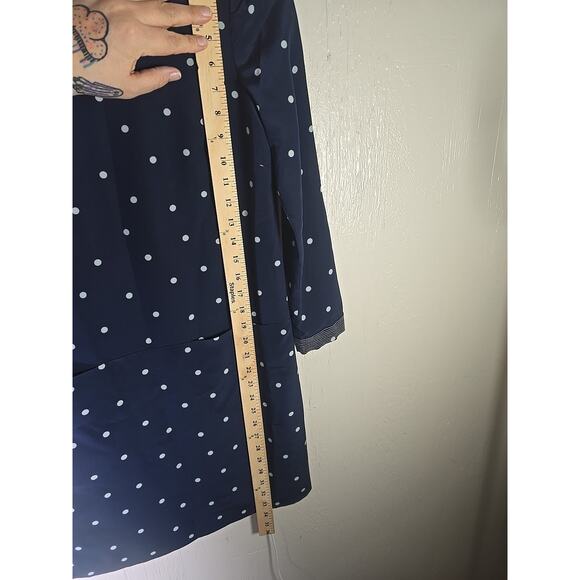 J Crew Silk Shift Dress Womens 00 Blue Polka Dot Career Office Lined Pockets - Picture 4 of 5